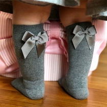 Fashion Solid Color Bowknot Baby Socks -2 Pairs/Set