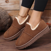 Warm Solid Color Plush Lined Slip-on Shoes