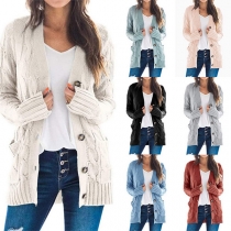 Casual Solid Color Long Sleeve Cardigan