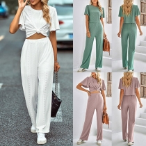 Casual Two-piece Set Consist of Crop Top and Pants