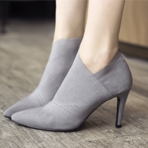 Minimalist Simple Style Pointed Toe Ankle Boots High Heels