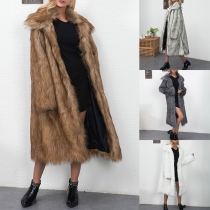 Fashion  Plush Artificial Fur Long Sleeve Jacket