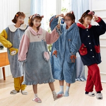 Cute Plush Cartoon Flannel Loungewear Set