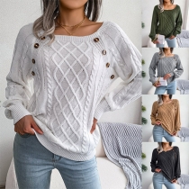 Casual Buttoned Twist knitting Sweater
