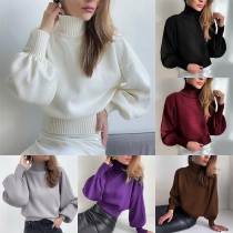 Fashion Turtleneck Long Sleeve Knitted Sweater