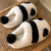 Cute Plush Panda Furry Indoor Warm Soft Bottom Cotton Slipper