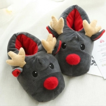 Cute Soft Plush Christmas Deer Plush Cotton Slippers