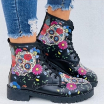 Skull Flower Martin Boots Short Boots