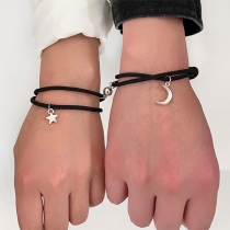 Fashion Moon and Star Pendants Magnetic Bracelet for Couples
