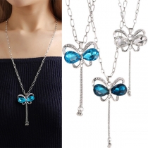 Fashion Rhinestone Butterfly Pendant Necklace