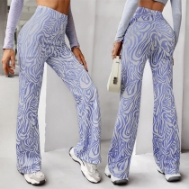 Fashion Floral Printed High-rise Wide-leg Yoga Pants