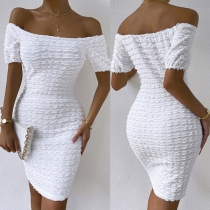 Sexy Off-the-shoulder Short Sleeve Knitted Bodycon Dress