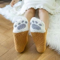 6 pairs/set Cat  Claw Coral Fleece Socks