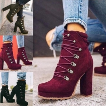 High Heel Lace Up Rivet Ankle Boots Martin Boots