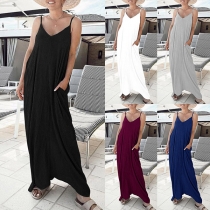 Casual Solid Color Loose Maxi Slip Dress