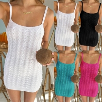 Fashion Solid Color Knitted Bodycon Slip Dress