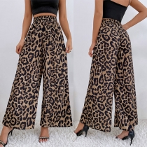 Fashion Leopard Printed Wide-leg Pants