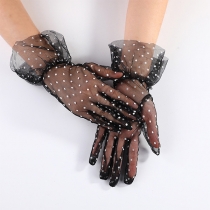 Sexy Polka-dot Printed Semi-through Lace Gloves