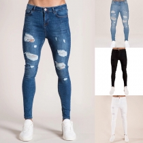 Fashion Old-washed Distressed Jeans for Men