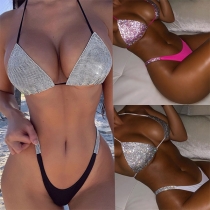 Sexy Bling-bling Rhinestone Two-piece Bikini Set