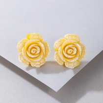 Vintage Yellow Rose Shape Earrings