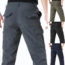 Fashion Solid Color Multi-pockets Men's Cargo Pants