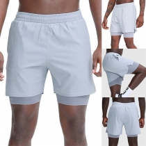 Fashion Solid Color Quick-dry Running Shorts for Men