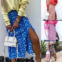 Fashion Printed Slit Skirt