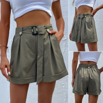 Fashion Green Shorts with Belt