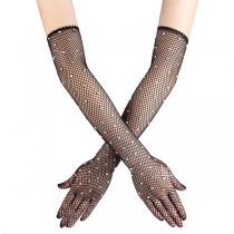 Sexy Mesh-net Rhinestone Gloves for Party