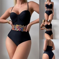Fashion Floral Embroidery Backless One-piece Swimsuits/Monokini