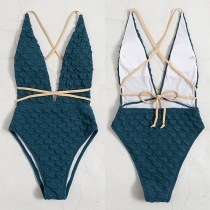 Sexy V-neck Cross-criss Backless One-piece Swimsuits/Monokini