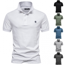 Casual Comfortable Stand Collar Short Sleeve Shirt for Men
