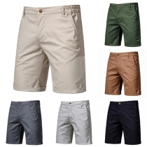 Fashion Solid Color Mid-rise Shorts for Men