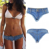 Fashion Old-washed Distressed Low-rise Denim Hot Shorts