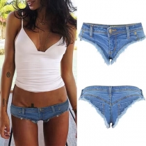 Fashion Old-washed Distressed Low-rise Denim Hot Shorts