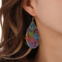 Bohemia Style Colorful Hollowout Waterdrop Shape Earrings