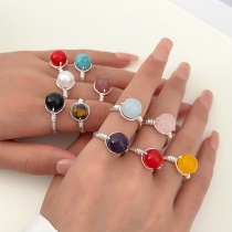 Fashion Colorful Stone Braid Rings-2 Piece/Set