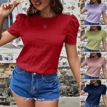 Fresh Style Round Neck Short Sleeve Shirt