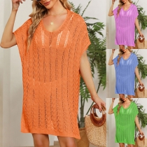 Fashion Solid Color Loose Beach Cover-up Dress