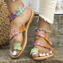 Floral Butterfly Flat Slip On Sandals