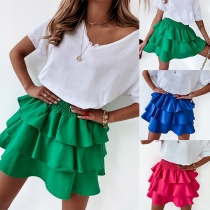 Fashion Tiered Elastic Waist Mini Skirt