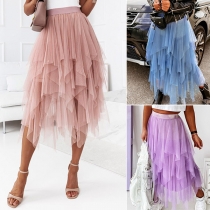 Fashion Irregular Hemline Gauze Skirt
