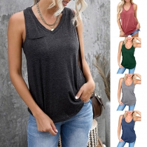 Casual Solid Color Sleeveless Tank Top