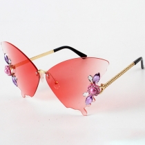 Fashion Oversized Butterfly Shaped Frameless Sunglasses Colored Lens