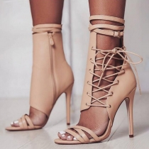 High Heel Sandal Boots Roman Style with Strap Belt