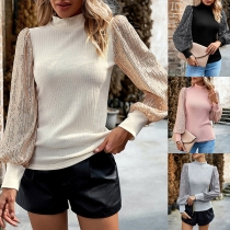 Fashion Sequined Mock Neck Knitted Sweater