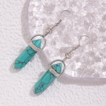 Stylish Drop Earrings with Hexagonal Prism Turquoise Pendants