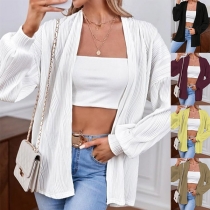 Casual Solid Color Long Sleeve Loose Cardigan