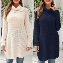 Casual Solid Color Turtleneck Long Sleeve Knitted Sweater